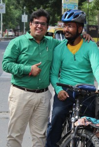 With Cyclist on world tour for Cancer awareness Anirban Acharya at Ahmedabad 